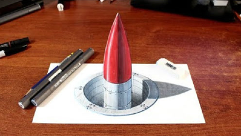 3d绘画技巧,如何用铅笔画正在升空的火箭,很简单你也可以的