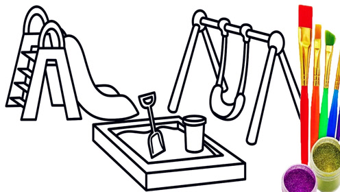 给宝宝画游乐场秋千简笔画涂色彩