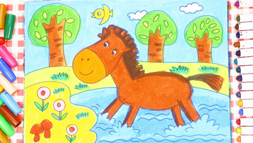 儿童画场景故事 小马过河的故事