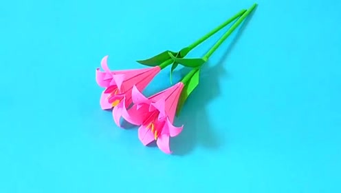 装饰小书桌的好礼物,女孩子很喜欢的百合花,手工折纸简单又漂亮