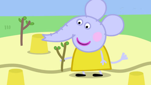 小象艾米丽在植树,它期望这颗小树苗能茁壮成长