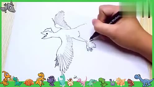 趣味简笔画-画恐龙世界的小盗龙