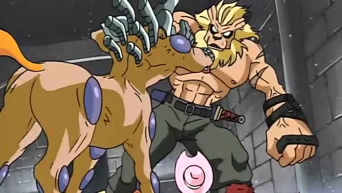 数码宝贝:人马兽为保护光子郎和美美,与狮子兽战斗