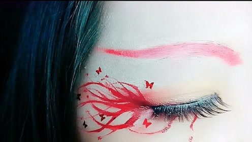 小姐姐在眼角边画"彼岸花",这技术简直堪比画家!