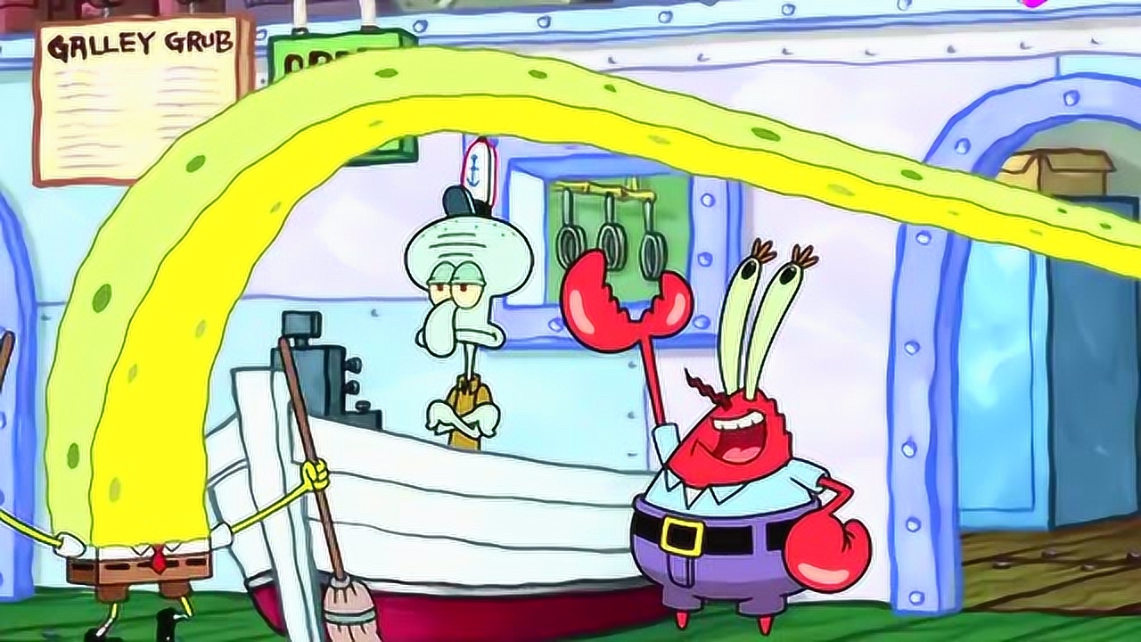 海绵宝宝真能干啊,一个人把活干完了,章鱼哥无所事事