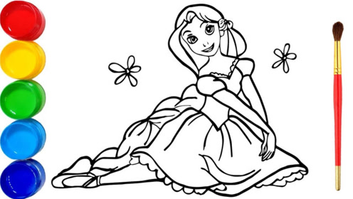 0:03:02儿童益智亲子画画:迪士尼长发公主简笔画和涂色时 间:2020-08