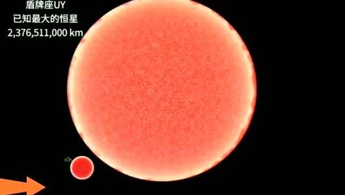 已知最大的恒星盾牌座uy,在可观测的宇宙中有多大?