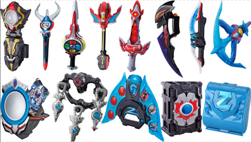 奥特曼武器变身器玩具大合集!欧布圣剑泽塔升华器泰迦炽焰剑