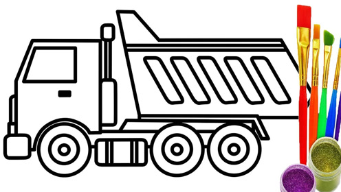 给宝宝画一辆大货车学习颜色简笔画涂色彩