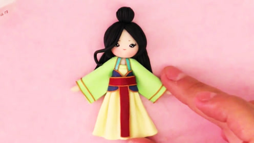 diy创意手工用软陶制作一个可爱的花木兰卡通人偶