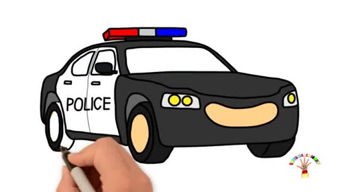 警察车画画图片