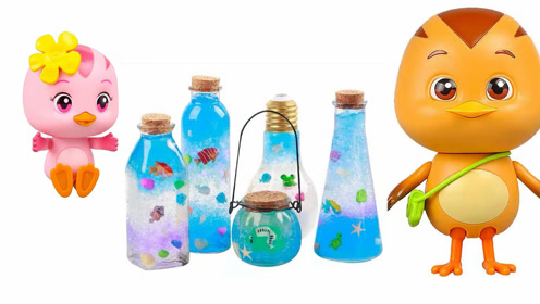 萌鸡小队水宝宝许愿瓶玩具,幼儿园手工制作水精灵