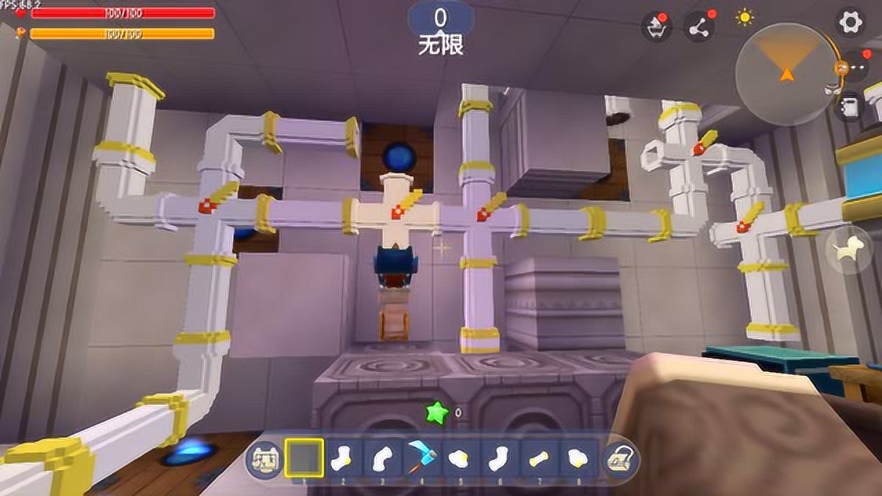 迷你世界:看微缩图,应该能看出水管方向吧