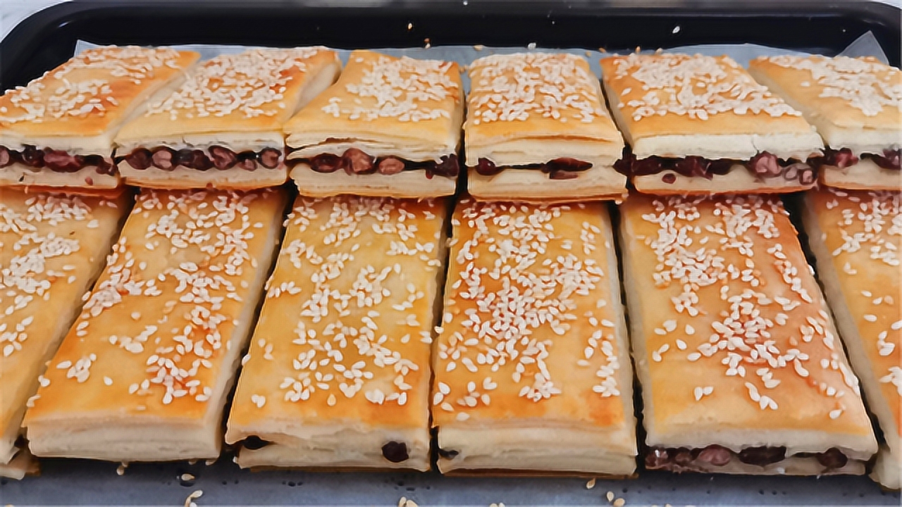 学费2000多的香掉牙蜜豆千层饼,教你在家做,酥香可口真好吃