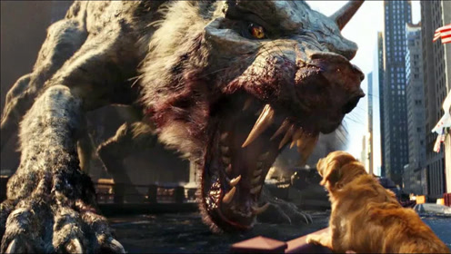 狂暴巨兽:当猩猩,鳄鱼和狼三个大变异怪兽袭击城市会是什么样子