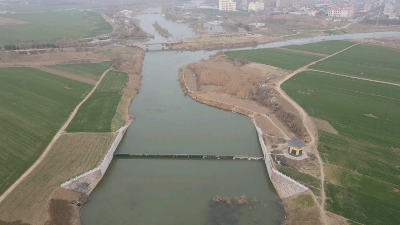 航拍项城汾泉河国家湿地公园