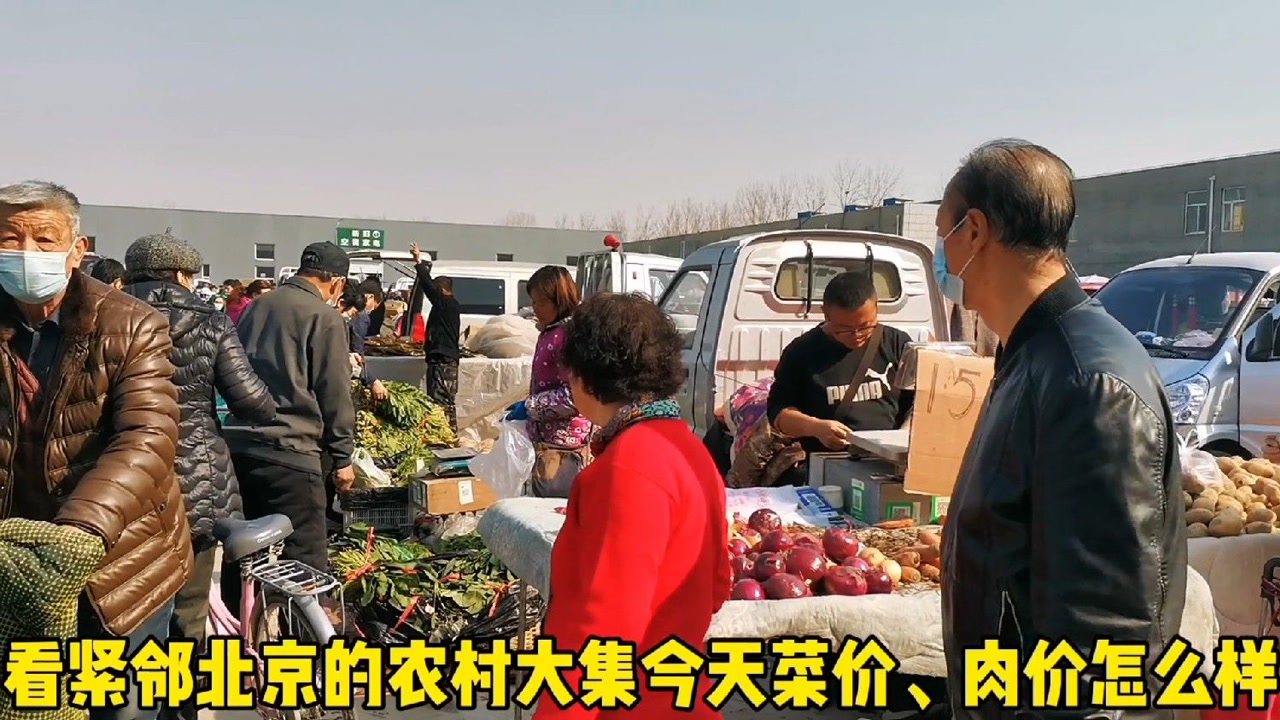 北京周边菜价一降再降,实拍农村大集,看今天菜价,猪肉多少钱?