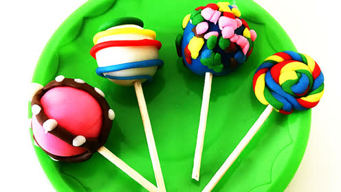 玩具视频 橡皮泥手工制作棒棒糖 亲子游戏