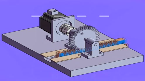直观的机械原理,这是一个转动齿轮带动齿条运动的机构