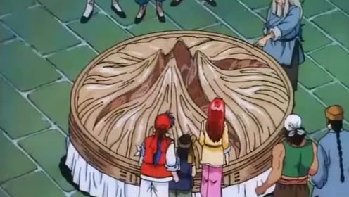 小当家将一整头猪包成美味的宇宙大烧卖,谢师傅佩服其创意