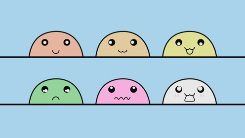 07 六个萌萌的半圆小表情简笔画