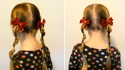 这样扎羊角辫,不俗又可爱,儿童发型示范