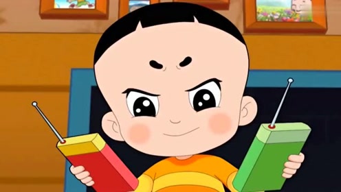 大头儿子一个人操作两部遥控汽车,一定要练得比别人厉害