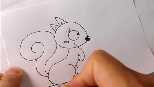儿童简笔画教程视频,教孩子学画画基础入门,可爱小松鼠的画法