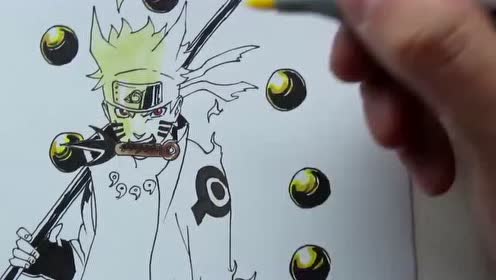 教你如何画火影忍者中的鸣人六道仙人模式