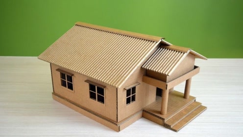 创意手工制作,废弃的纸箱不要扔,教你用纸箱板拼装出漂亮的房子