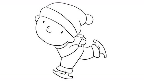 滑冰的小男孩幼儿亲子儿童简笔画 幼儿园学画画