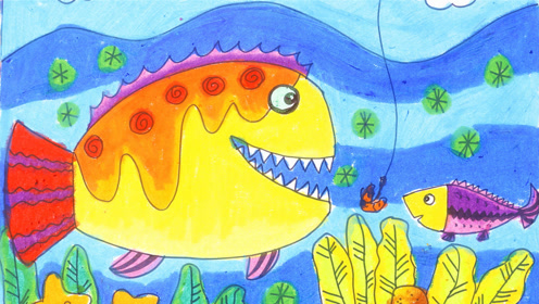 儿童故事画 大鱼和小鱼谁会上钩呢?