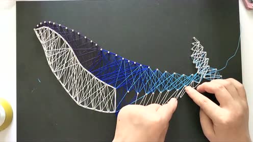 钉线画绕线画纱线画弦丝画鲸鱼 腾讯视频