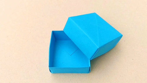 收纳纸盒的折法,教你折一个带盖方纸盒子