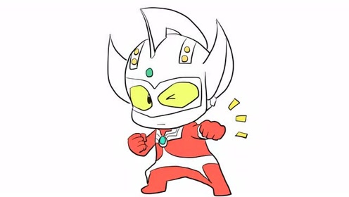 可爱的q版泰罗奥特曼战斗姿势儿童卡通简笔画