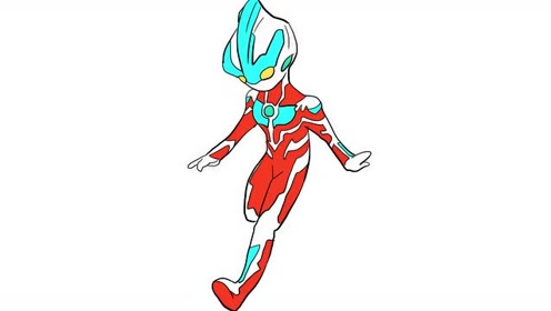 奔跑中的银河奥特曼儿童卡通简笔画