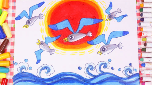 儿童画场景故事 美丽的海鸥