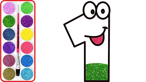 儿童简笔画,金粉数字一到九