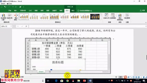 [图]word调用excel图表视频：插入并编辑电子表格及柱形图表