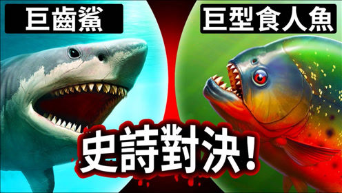 如果巨齿鲨和巨型食人鱼碰了面,会发生什么事?