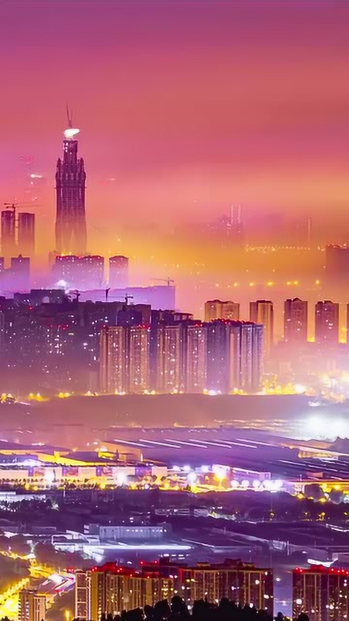 %成都夜景 %城市外围的夜晚霓虹更璀璨