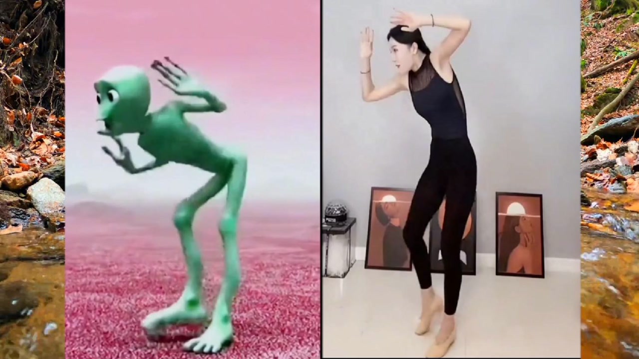 美女模仿青蛙舞太秀了,简直一模一样!