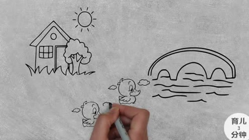 手绘简笔画儿歌《数鸭子》,听儿歌学画画