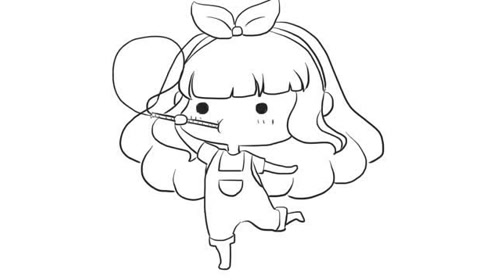 吹泡泡可爱小女孩儿童亲子简笔画 宝宝轻松学画画