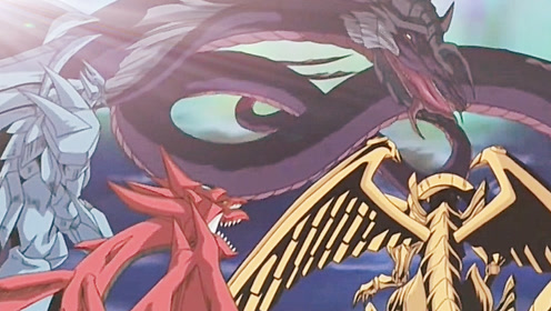 《游戏王》诸神之战,三幻神vs奥利哈刚之神