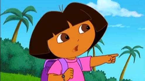 爱探险的朵拉:boots和恐龙宝宝在一起,恐龙妈妈在河对面