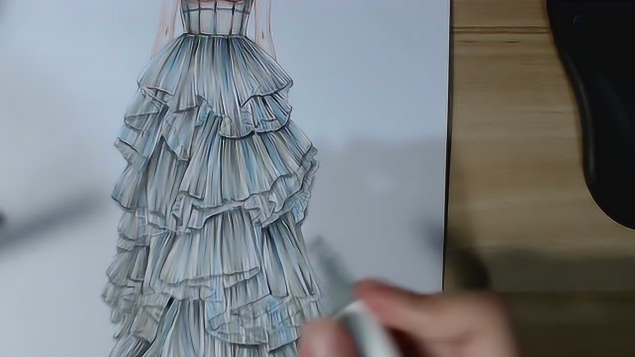 服装设计手绘学习:教你画2条a字裙