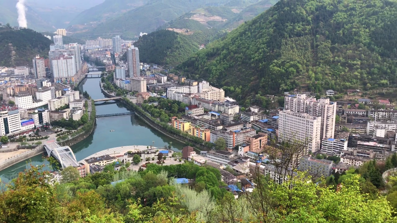 秦嶺深山仙境古城原味山水畫