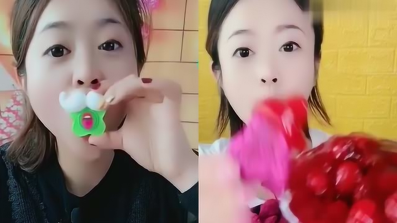 妹子直播吃龅牙糖,草莓酱 ,看完瞬间饿了!