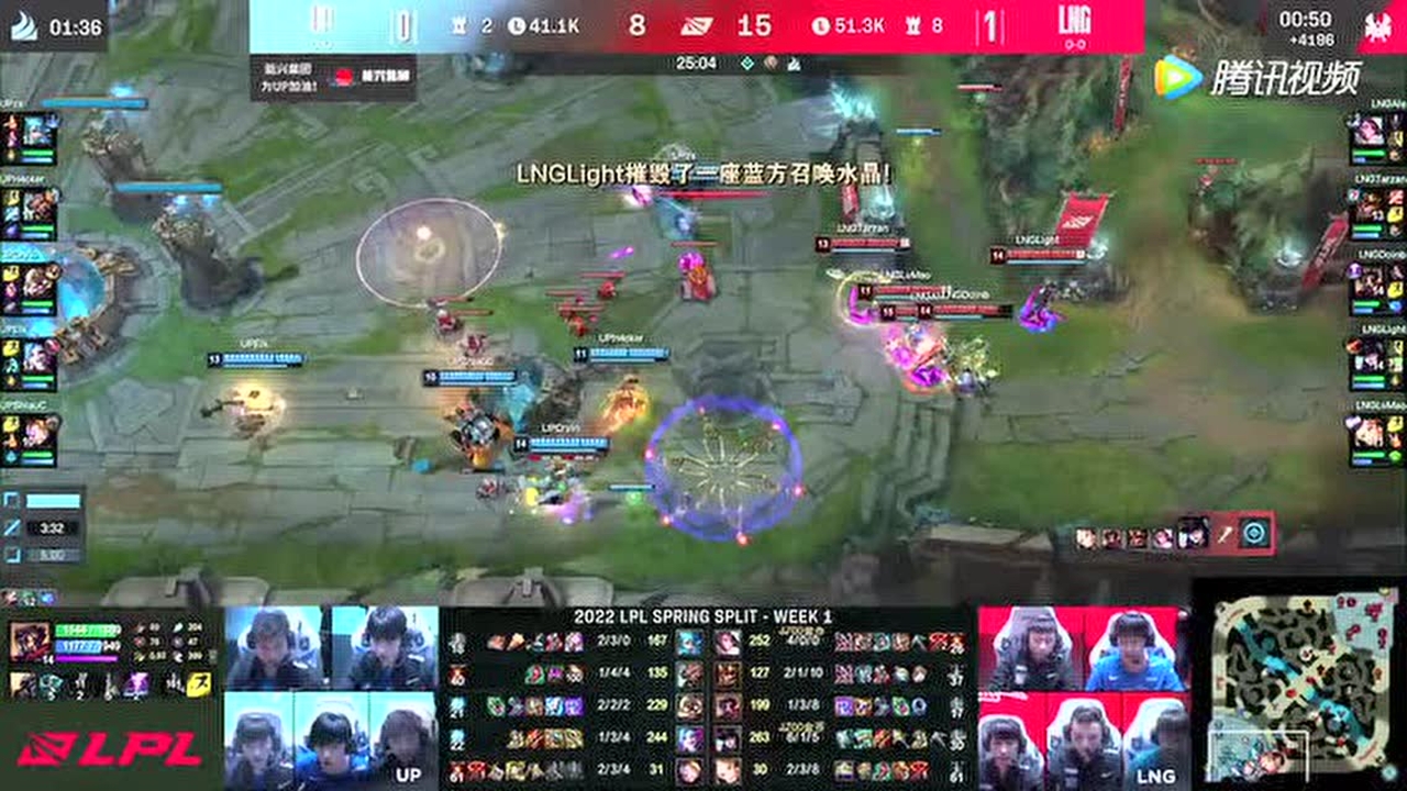 LNG五人正面抱团冲下 ALE剑姬伤害爆炸秒杀H4CKER